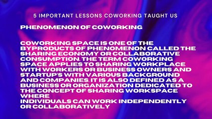 5 IMPORTANT LESSONS COWORKING TAUGHT US