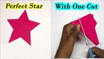 Make a Perfect Star with One Cut with Square Paper | Fold Paper Cut Star | How to Cut Star Shape in Paper | One Cut Paper Star