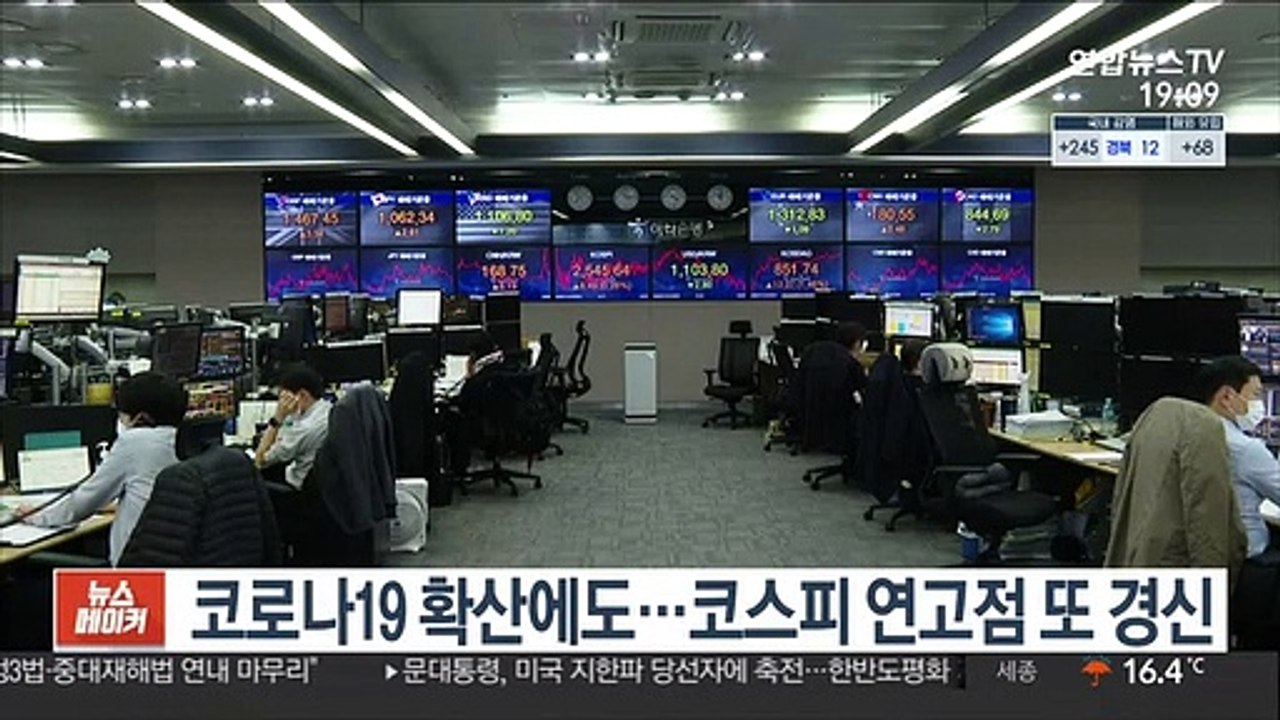코로나19 확산에도…코스피 연고점 또 경신