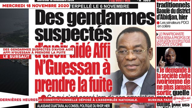 Le Titrologue du 18 Novembre 2020: Ouattara aux militants du RHDP - « Retournez sur le terrain pour apaiser les tensions »