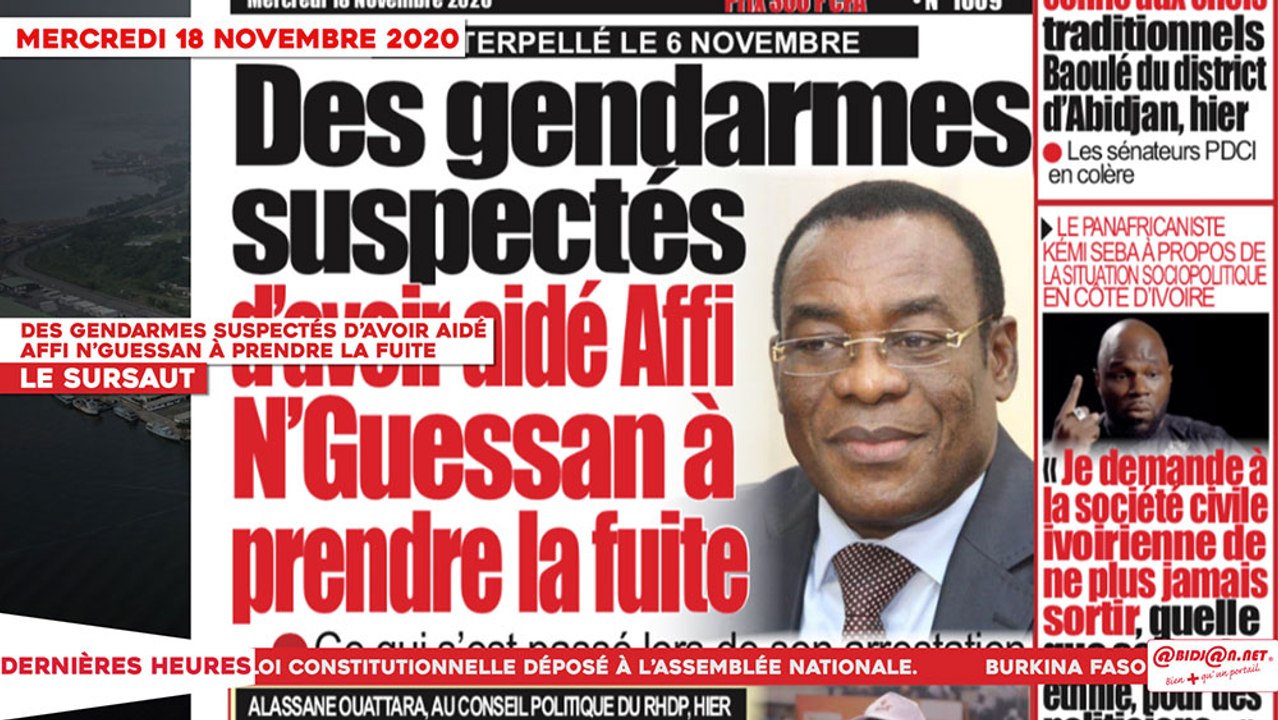 Le Titrologue du 18 Novembre 2020: Ouattara aux militants du RHDP - « Retournez sur le terrain pour apaiser les tensions »