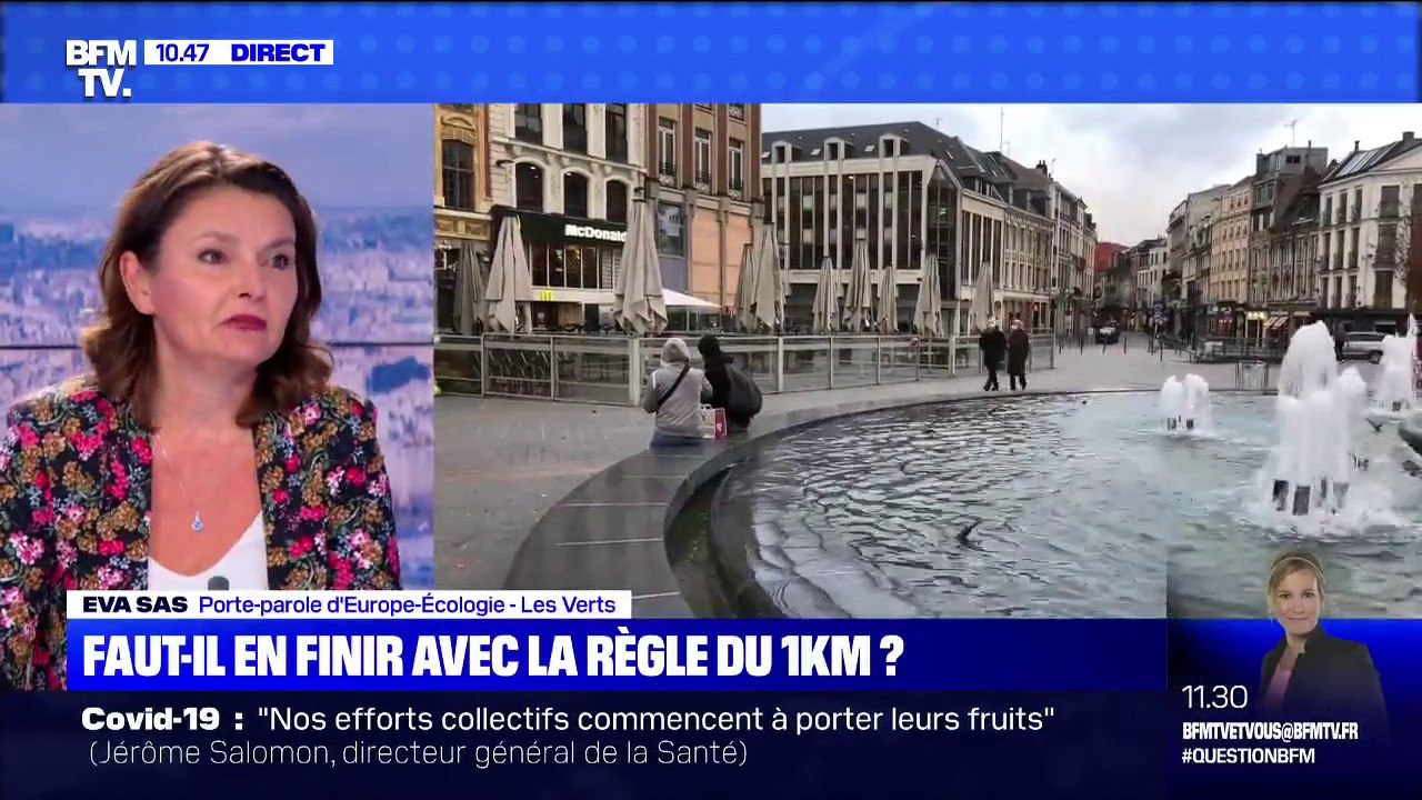 Règle du "1km": la porte-parole d'Europe-Écologie - Les Verts Eva Sas demande que cette règle passe "à 2h et 5km"