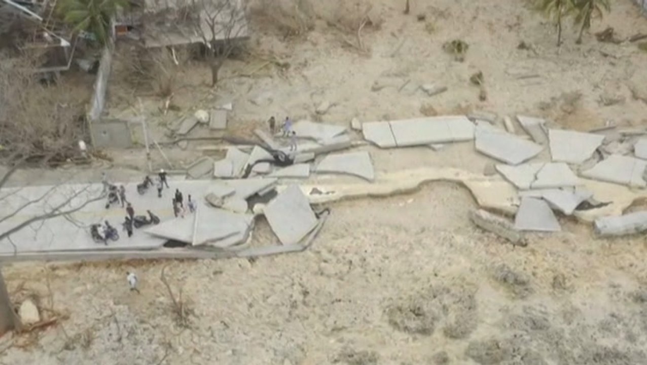 Hurricane Iota rips roads to shreds on island