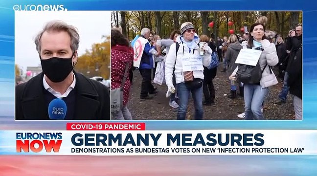 Anti-lockdown protesters gather at Germany's parliament ahead of vote