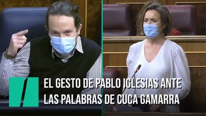 El gesto de Pablo Iglesias ante las palabras de Cuca Gamarra