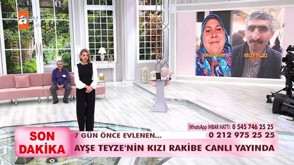 Ayşe teyzenin 7 gün önce evlenen kızı Rakibe canlı yayında...