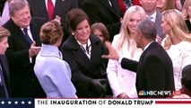 President Obama Greets Former Presidents on Inauguration Stage