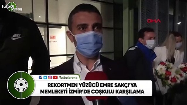 Rekortmen yüzücü Emre Sakçı'ya memleketi İzmir'de coşkulu karşılama