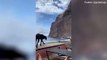 Une  falaise entière s’effondre à côté des touristes sur l’île de la Gomera