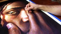 Artist Jesse Lane creates hyperrealistic skin using only colored pencils