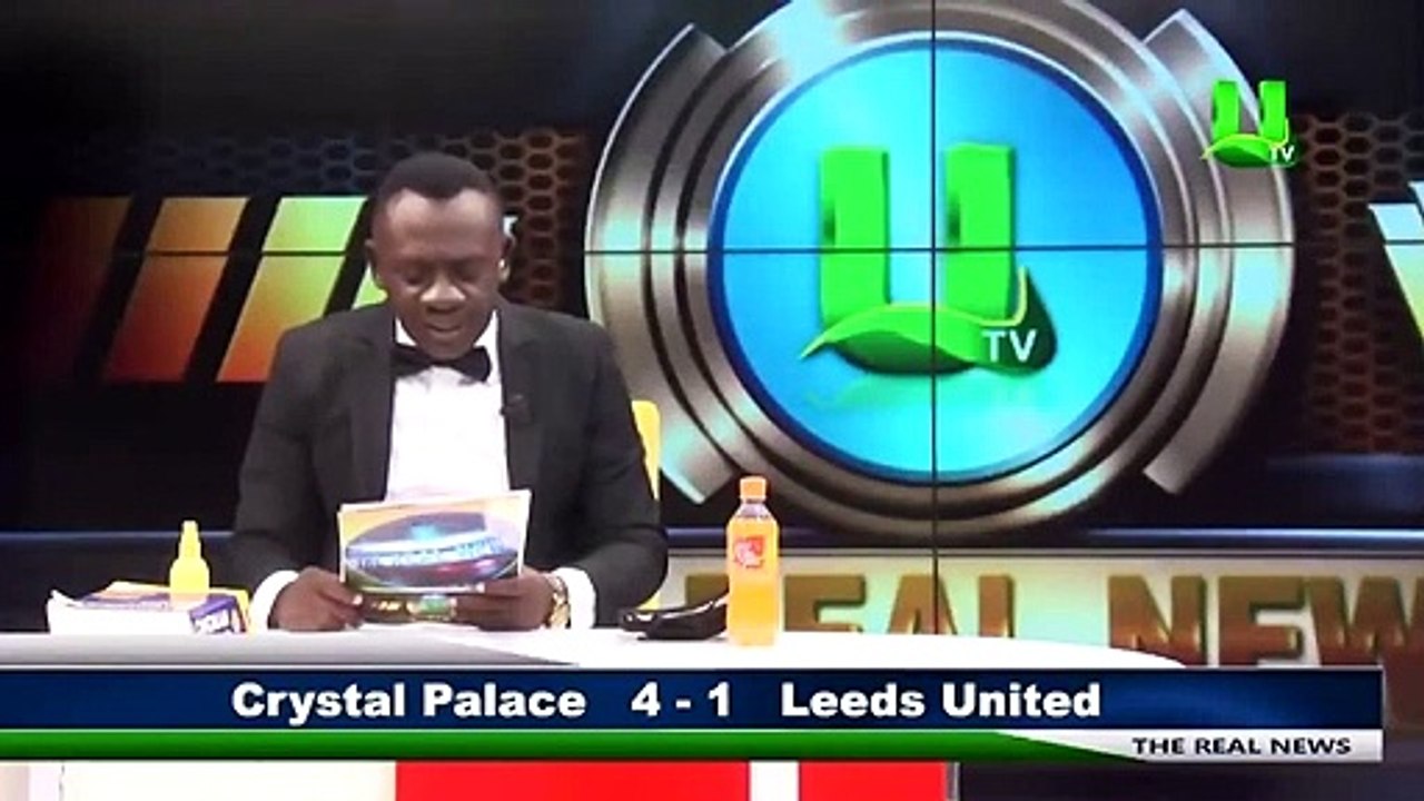 Ghanaian news presenter reading Premiere League results