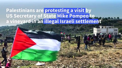 Palestinians protest against Pompeo's visit to Psagot settlement