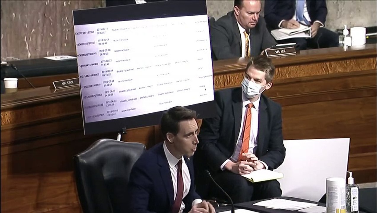 Big Tech Hearing - Senator Hawley questions Facebook CEO on Tasks