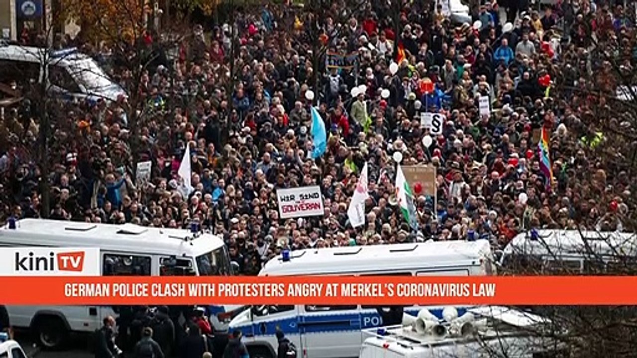 German police clash with protesters angry at Merkel's coronavirus law