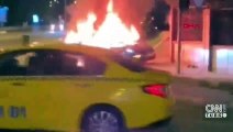 İstanbul'da kaza yapan lüks otomobil alev alev yandı | Video