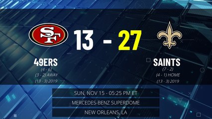 49 Ers @ Saints Game Recap for SUN, NOV 15 - 05:25 PM ET EST