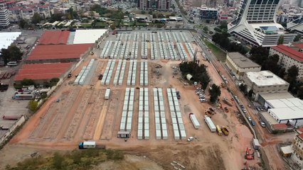 İZMİR - Geçici barınma merkezine 400 konteyner yerleştirildi