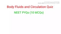 Body fluid and circulation class 11 chapter 18 Neet questions