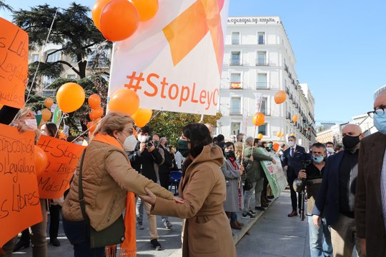 PP, Ciudadanos y Vox se manifiestan juntos a las puertas del Congreso