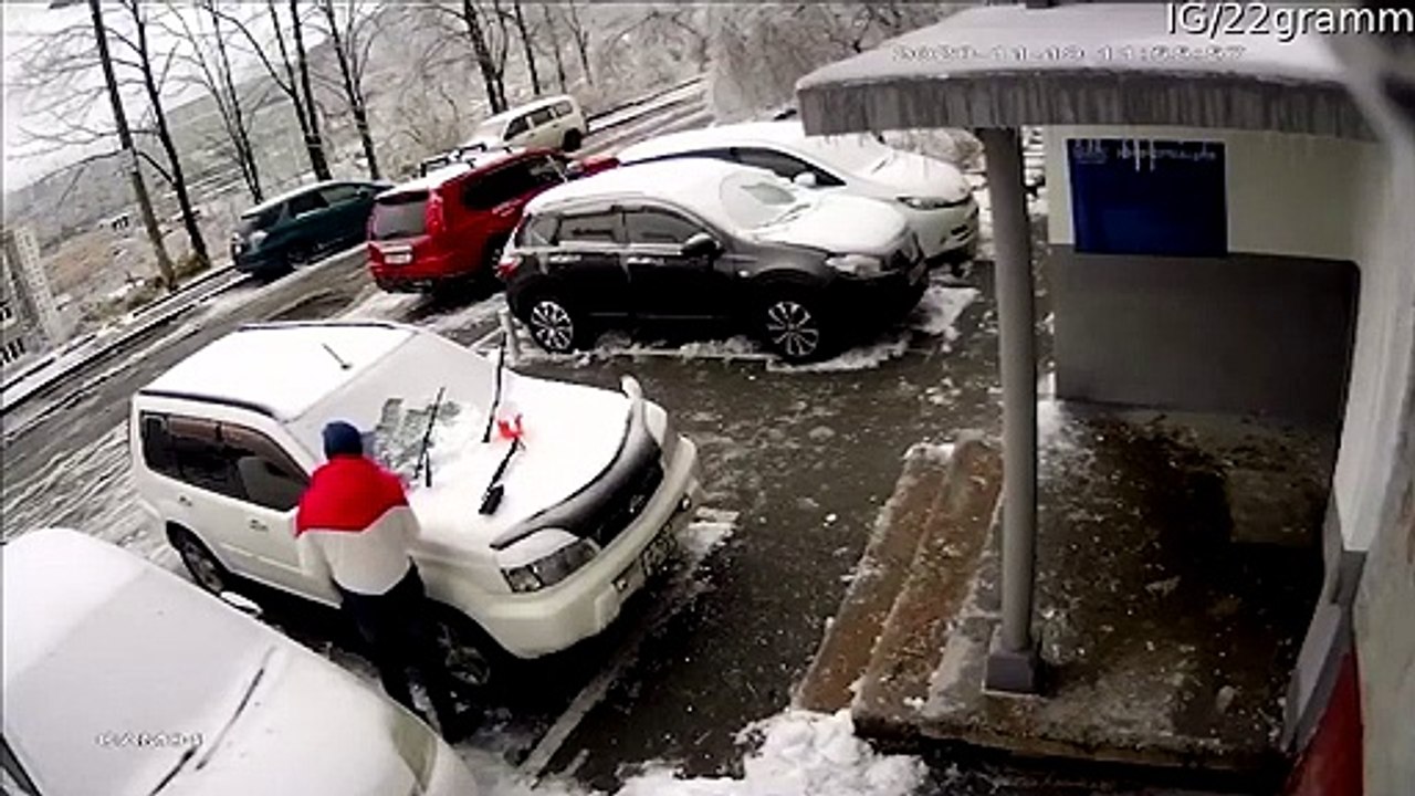 Concrete Block Crushes Car