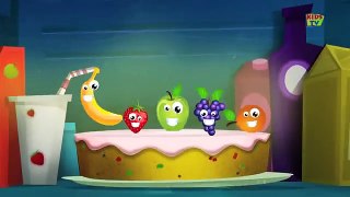 Five little fruit  jumping on the bed