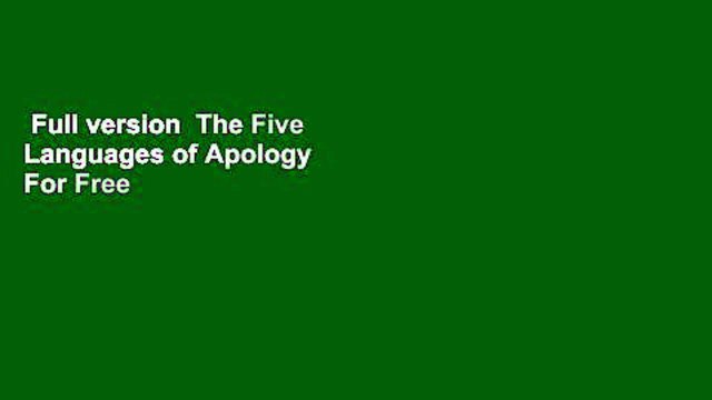 Full version The Five Languages of Apology For Free