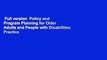 Full version  Policy and Program Planning for Older Adults and People with Disabilities: Practice