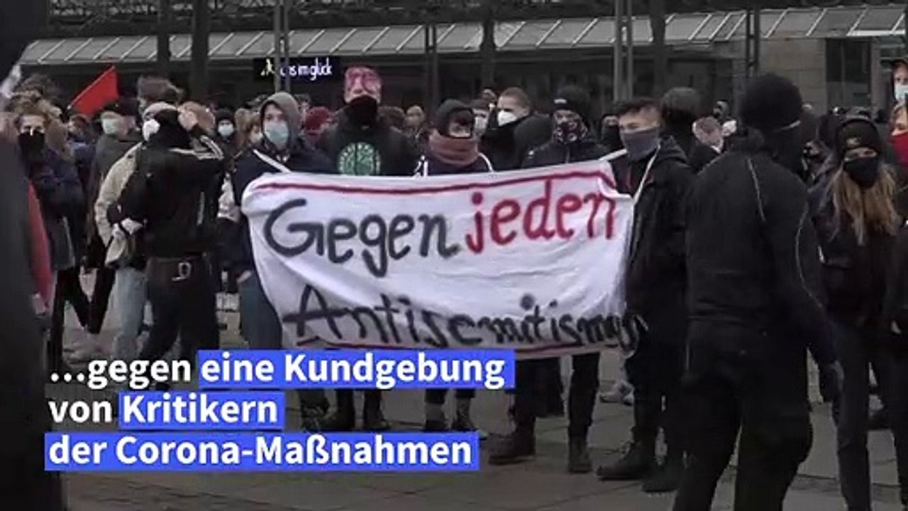 Hunderte protestieren gegen Kundgebung von Corona-Kritikern in Leipzig