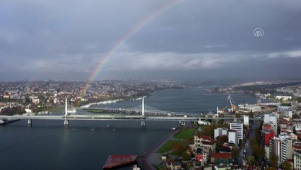 İSTANBUL - (Drone) - Gökkuşağı güzel manzara oluşturdu