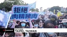 Tayvanlılar ABD'den domuz eti ithaline onay verilmesini protesto etti