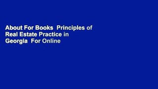 About For Books  Principles of Real Estate Practice in Georgia  For Online
