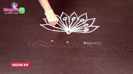 Easy Rangoli with Dots | Peacock Diya Rangoli with 3x3 Dots| Maguva TV| Karthika Masam Rangoli | #33