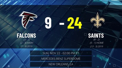 Falcons @ Saints Game Recap for SUN, NOV 22 - 02:00 PM ET EST