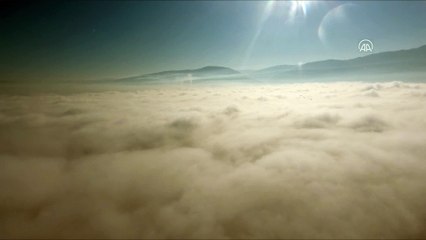 DÜZCE - (Drone) - Yoğun sis trafiği olumsuz etkiliyor