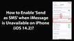 How to Enable Send as SMS when iMessage is Unavailable on iPhone (iOS 14.2)?