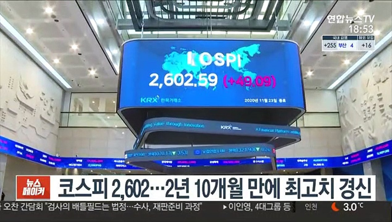 코스피 2,602…2년 10개월 만에 최고치 경신