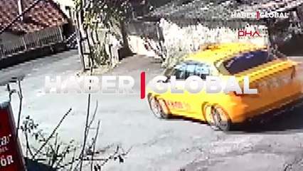 Sarıyer'de taksi evin bahçesine girdi