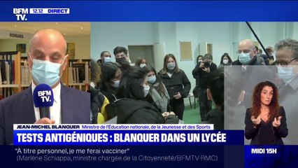 Jean-Michel Blanquer sur les tests antigéniques: "Nous voulons créer de nouveaux réflexes maintenant que nous avons de nouvelles techniques"