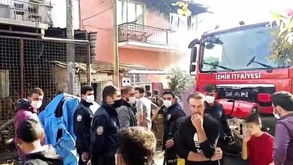 İZMİR - Müstakil binada çıkan yangında 1 kişi yaralandı