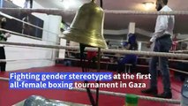 Girls storm the boxing ring in Gaza gym