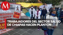 Trabajadores de la salud de Chiapas instalan plantón en el Zócalo de CdMx