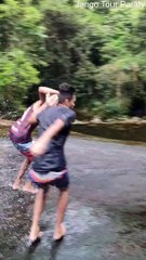 Surfing Down Slick Waterfall Rocks