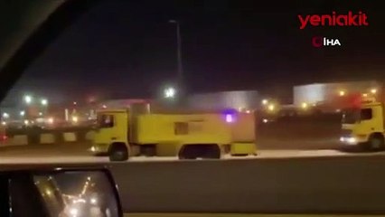 Suudi Arabistan'da akaryakıt tankına füzeli saldırı! Yangın çıktı