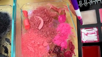 Black vs Pink  - Mixing Makeup Eyeshadow Into Satisfying Slime ASMR