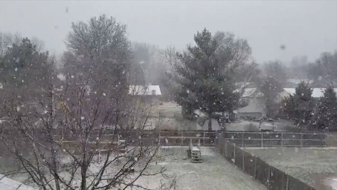 Snow flakes fall in Omaha