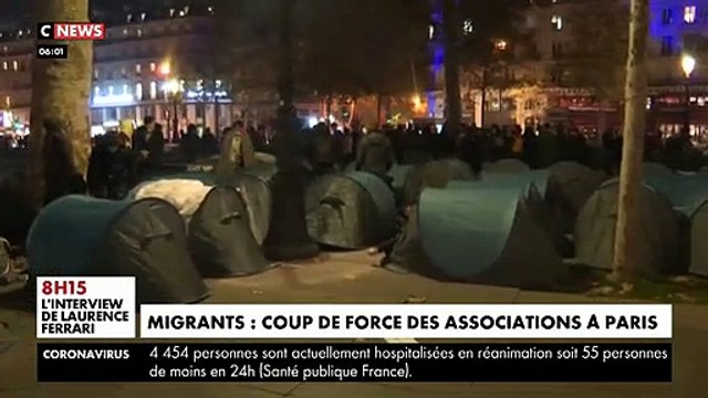 Violents incidents hier soir avec des dizaines de migrants délogés Place de la République à Paris