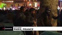 برچیده شدن چادر پناهجویان در مرکز پاریس به‌دست پلیس