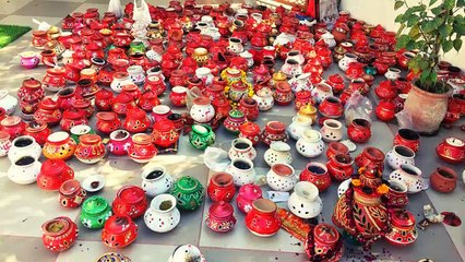 DIY bird's hanging nest using waste navratri pot garba