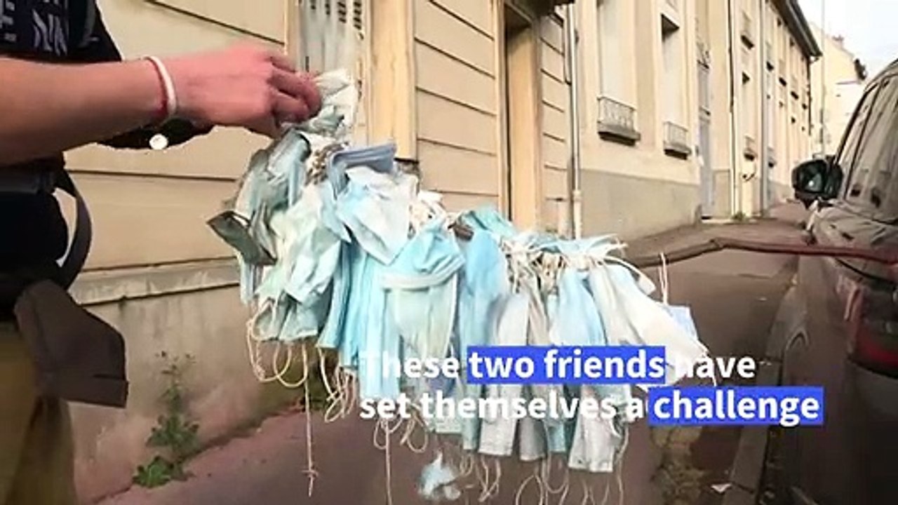 Franco-British duo walk from Marseille to Paris collecting thousands of discarded facemasks