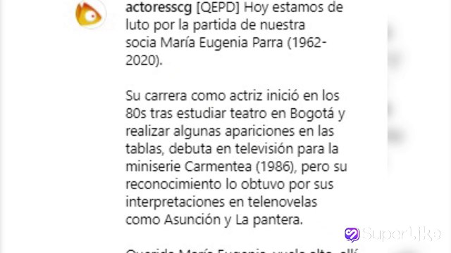 Luto en la televisión colombiana, falleció la actriz María Eugenia Parra